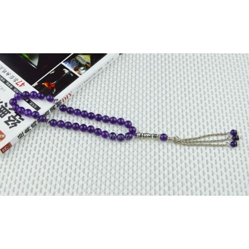 2020 New Arrival Elegant Purple Stone bead Islamic musilm 33 prayer beads tashih Rosary beads by free shipping;100% original