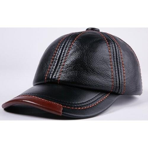 2020 New Autumn Winter Men Women Genuine Leather Casual Baseball Caps Fashion Male Hats Christmas New Year Gift