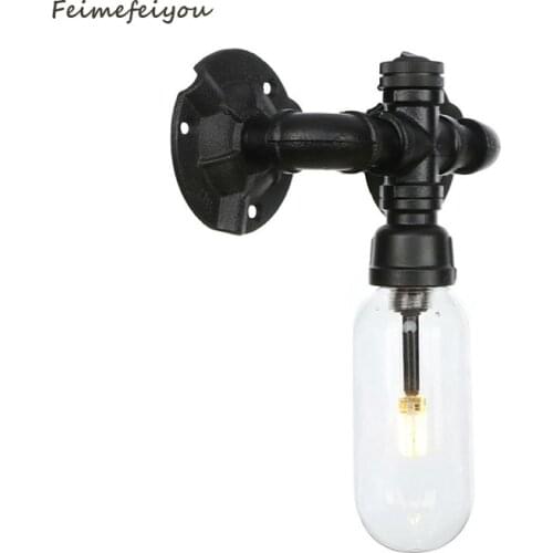 2021 American creative bedroom living room bar decoration loft retro industrial wind aisle staircase wrought iron wall lamp