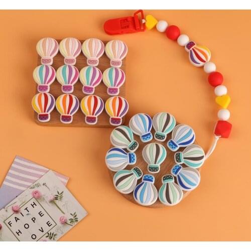 Kovict 50/100pc BPA Free New Hot Air Balloon Baby Cute Silicone Bead For Food Grade Infant Nursing Teether Toy Accessories
