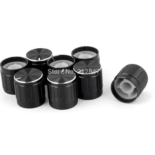 8pcs 6mm Hole Dia Metal Round Potentiometer Lamp Dimmer Rotary Switch Knob Control Cap Black