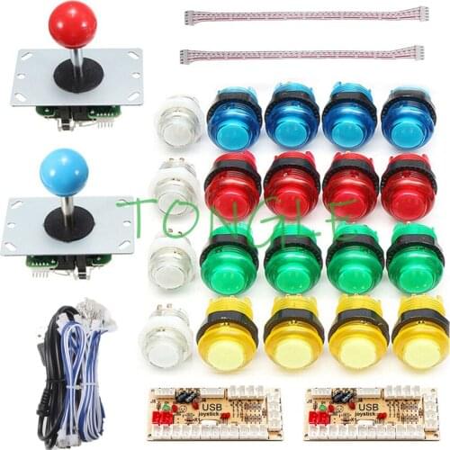 Accessories Set USB DIY Arcade Joystick Kits 20 LED Arcade Buttons With 2 Joysticks And 2 USB Encoder Joypad Game Kit With LED