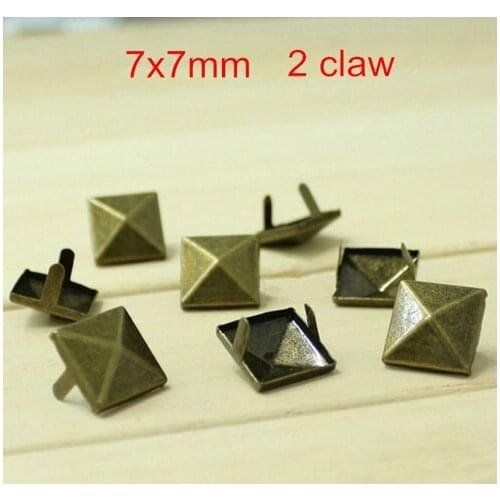 Free Shipping - 1000 pcs Antique Bronze 7*7mm Square Pyramid Studs Rivet Spike Belt Bag Leathercraft Shoes Bracelet DIY Rivet