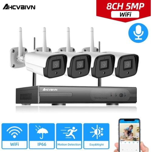 8CH Wireless CCTV System 1TB 2TB 5.0MP NVR Set 4pcs IP IR-CUT Outdoor CCTV Camera IP WIFI Security System Video Surveillance Kit