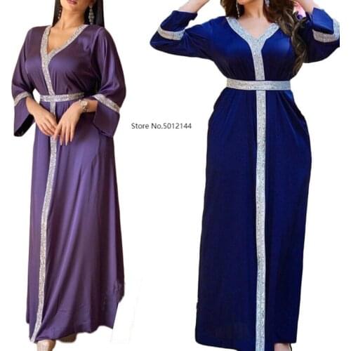 Diamonds African Dresses for Women Plus Size Dashiki Straight Boubou Muslim Dress African Clothes Abaya Dubai Africa Clothing