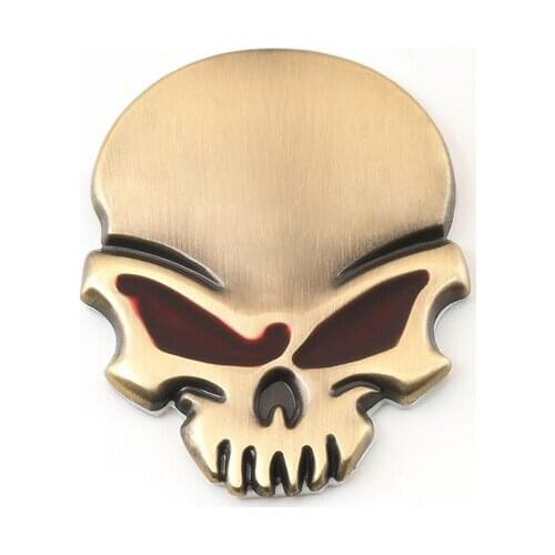 Bronze Auto Stickers Metal Skull Skeleton Badge Emblem Decals Motorcycle Modified Car Accessories