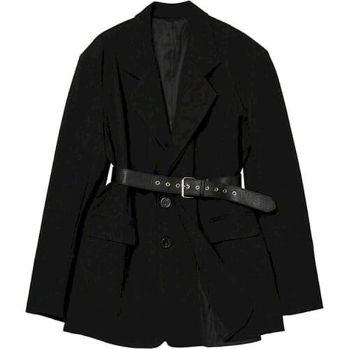 Black French Small Blazer Jacket 2021 Autumn New Female Retro British Style Waist Waist Suit Temperament All-match Trend Lady