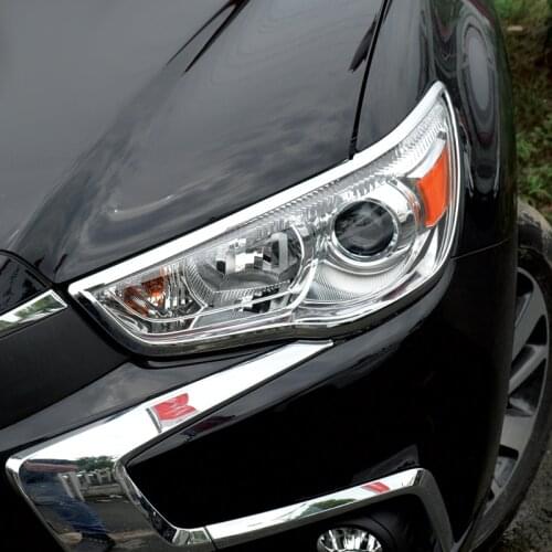 For Mitsubishi ASX 2013-2018 ABS Chrome Front Rear Trunk Headlight Tail Light Lamp Cover Trim Styling Garnish Bezel Molding
