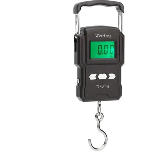 75Kg/10g Electronic Backlight Weighing Scale Portable Digital Fishing Postal Hanging Hook Scale + Measuring Tape Digital Weight