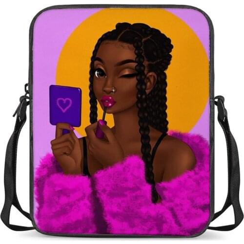 HYCOOL Cute Black Art African Beauty Girl Make Up Print Ladies Messenger Bags Female Cross-Body Bag Women Small Shoulder Bag