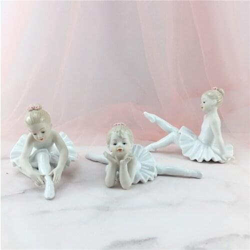 Ceramic White Ballet Dance Girl Figurines Creative Beautiful Handmade Ornaments Sweet Home Decor Wedding Gifts