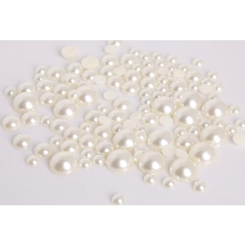 50-1000pcs 12 Size Ivory Color Flatback ABS Imitation Pearl Beads Glue on Round Beads For DIY Craft Scrapbook Decoration