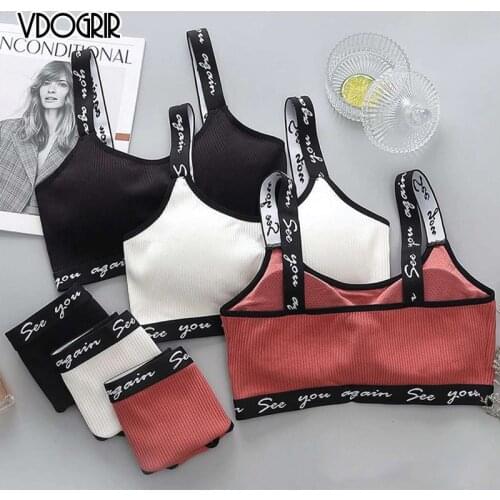VDOGRIR Sexy Women Padded Bra Panties Set Push Up Sports Bra Set Sexy Briefs Seamless Lingerie Set Fitness Crop Top Underwear