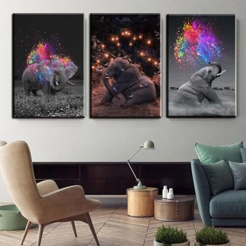 Colorful Animal Canvas Painting Art Game Elephant Posters and Prints Print Mural Picture Childrens Room Home Wall Decor Cuadros