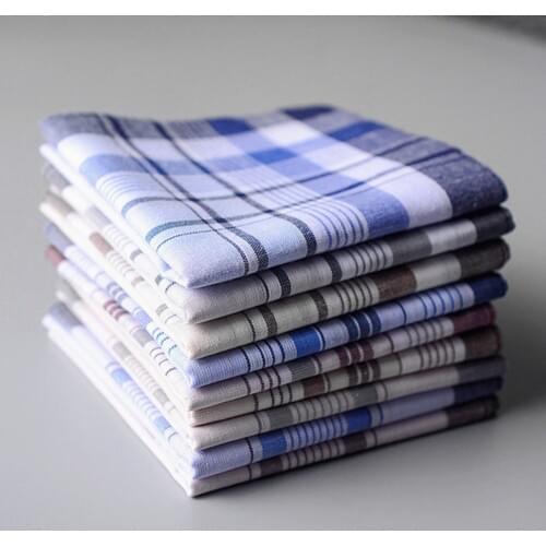 5Pcs/lot Square Plaid Stripe Handkerchiefs Men Classic Vintage Pocket Pocket Cotton Towel For Wedding Party 38*38cm Random