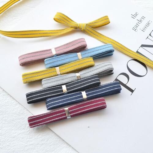 9mm (1 Meter/lot) Striped Ribbon Silver Edge Grosgrain Tape DIY Hair Ties Headwear Hair Bow Packing Garment Sewing Accessories
