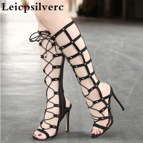 Summer sexy high-heeled women shoes and high boots with a fine strap toe long tube Rome women Sandal