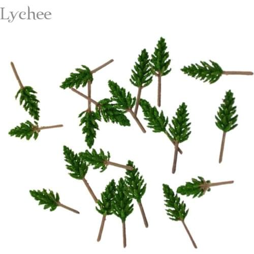 Lychee Life 20pcs Mini Plastic Model Tree Scenery Landscape Zen Garden Figurines Miniatures Home Decoration
