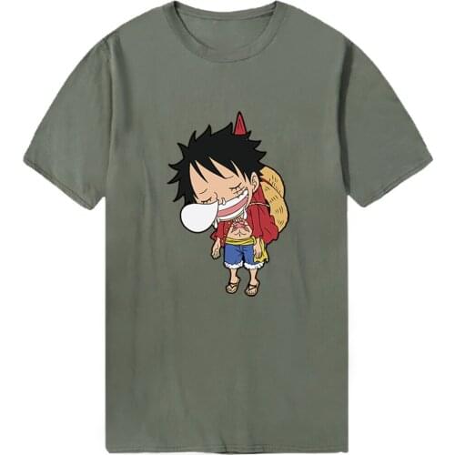 Luffy Harajuku Mens One Piece T Shirts O-Neck Cotton 2020 Tshirts Outdoor Vintage Casual Tops Tees Male Loose Fit Homme Camiaeta