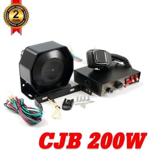 New Universal Vehicle Siren Tone Loud Car Alarm Speaker 200W Amplifier for 12V Train Truck Horn Electric Loudspeaker Police