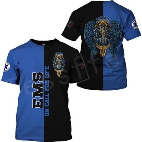 LIASOSO Emergency Medical Service Technician EMT EMS Paramedic Hero New Fashion Unisex Casual 3DPrint Short Sleeve T-Shirts
