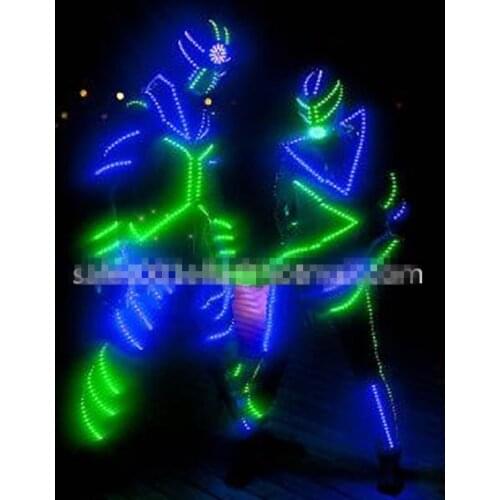 New Design Led Growing Luminous Light Up Robot Suit Costume With LED Helmet For Men Dance Performance Stage Clothes