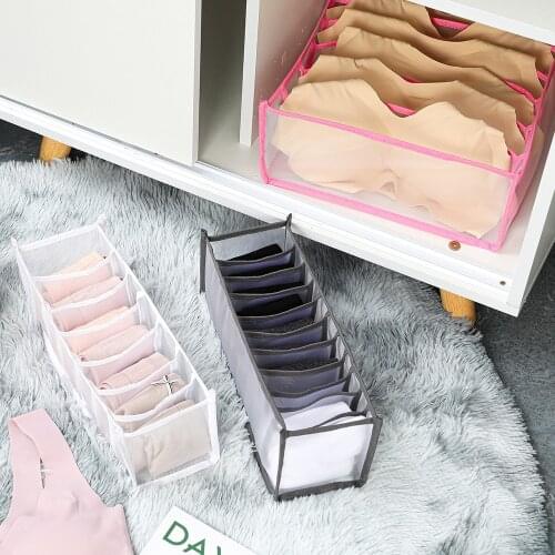 Dormitory Closet Organizer For Socks Home Separated Underwear Storage Box 6/7/11 Grids Bra Storage Foldable Drawer Organizer Box