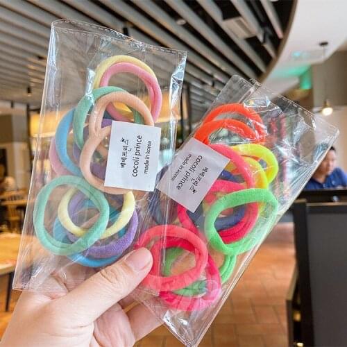 Wholesale 12pcs/pag Girls solid Neon color hair tie women Ice cream color hairbands cute gum ladys cute accessories
