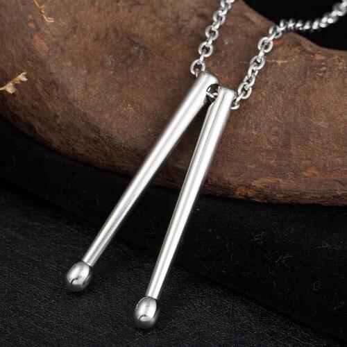 Mens Necklace Stainless Steel Necklaces Rockers Jazz Band Snare Drum Stick Pendant Necklace for Men/women Kolye Jewelry