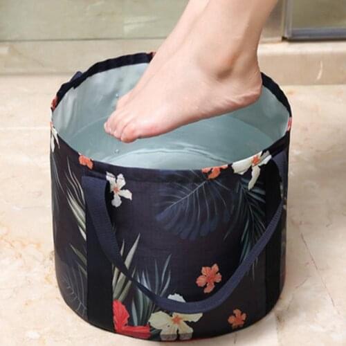 Flamingo/Whale/Floral Print Outdoor Travel Portable Foldable Washbasin Washbowl Foot Bath Water Container Storage Bucket