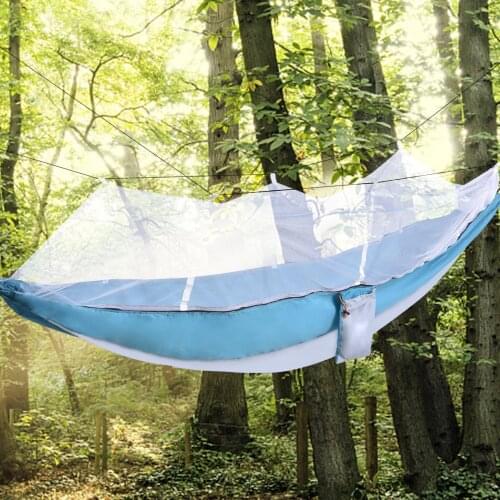 1-2 Person Portable Outdoor Camping Hammock with Mosquito Net High Strength Parachute Fabric Hanging Bed Hunting Sleeping Swing