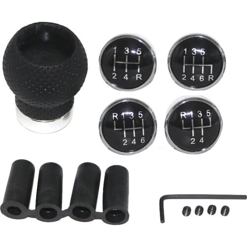 Black Leather 5 Speed Gear Shift Knob for Peugeot VW Toyota Citroen Nissan Shifter Lever Knob MT Round Ball Gear Knob