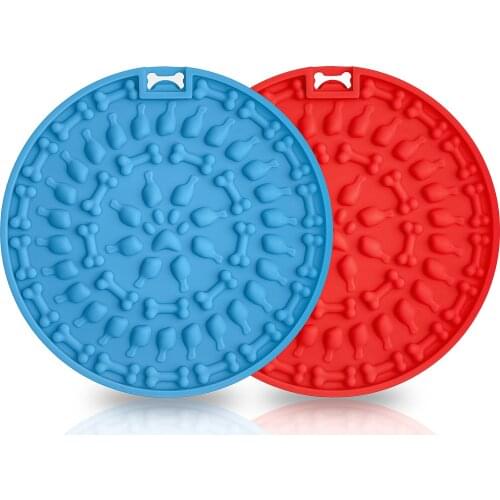 Silicone Pet Lick Mat with Sunction Cup Dog Pet Slow Food Eating Trainer Plate Washing Distraction Device 14*16*1.6cm FU