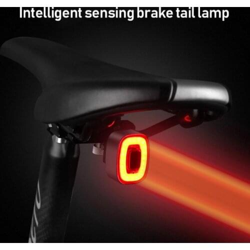 Bike Tail Light Aluminum Intelligent Induction Brake Rear Light Night Cycling Warning Lamp USB Charging Mtb Bicycle Accessories