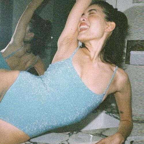 2021 Spring Women Bodysuits Glitter Bright Silk One Piece Spaghetti Strap O Neck Sexy Y2k Solid Romper Onesies Leotard Overalls