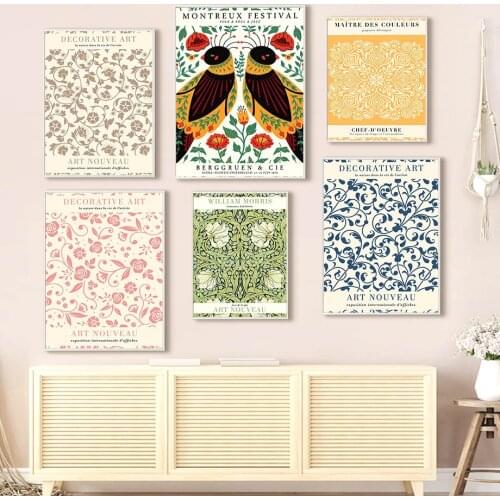 William Morris Leaf Flower Birds Abstract Wall Art Canvas Painting Nordic Posters And Prints Wall Pictures For Living Room Decor