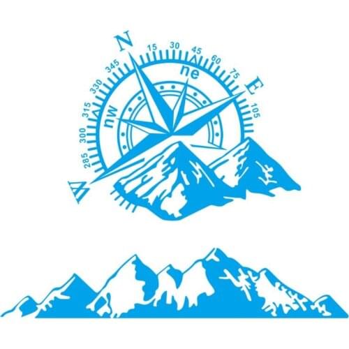 Compass Mountain Print Vinyl Car Sticker Navigate Offroad Decal Outdoor Car Body Decal