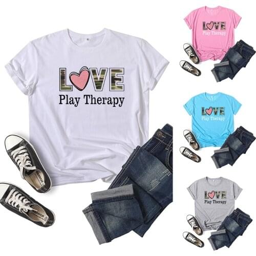Love Play Therapy Letter Print Women T Shirt Short Sleeve ONeck Loose Women Tshirt Ladies Tee Shirt Tops Clothes Camisetas Mujer