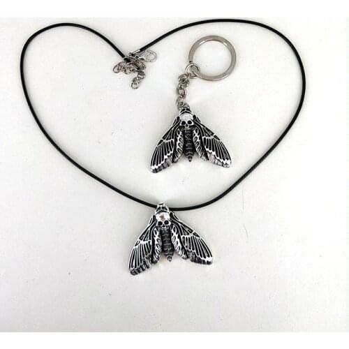 1pcs Ancient silver color dead head skull moth necklace for women christmas gift