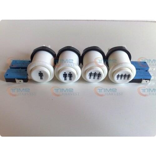 20 pcs Authentic arcade quality American style Button of 1/2/3/4 player push buttons game accessories for arcade game machine