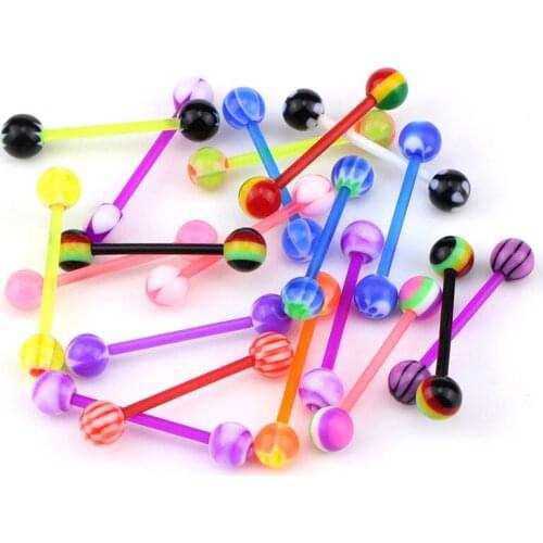 20PCS Multicolor Stud Tounge Rings Bars Barbell Body Piercing Jewelry Spirited