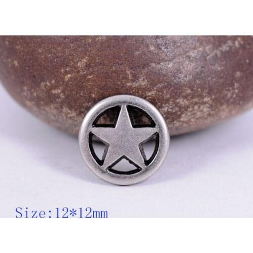 50X Retro Silver Punk Metal Round Side Star Fasteners Rivets Spike Studs Decor 1/2"