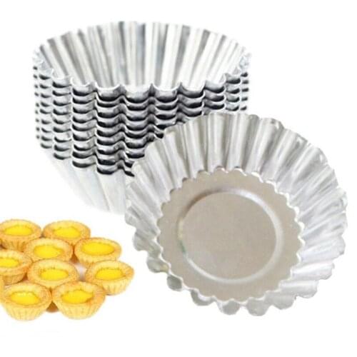 6pcs Nonstick Ripple Aluminum Alloy Egg Tart Mold Flower Shape Reusable Cupcake and Muffin Baking Cup Tartlets Pans