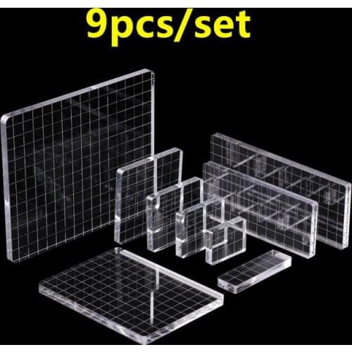 9pcs/set Transparent Acrylic Clear Stamp Block Pad Set For Stamping DIY Scrapbooking Card Making Handmade Craft Tools