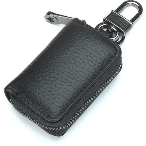 Car Key Case Men Mini Leather Car Key Holder Zipper Key Case
