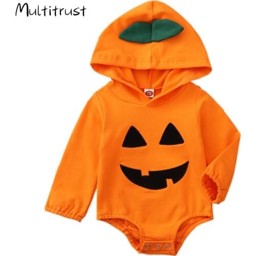 2020 Baby Boys Girls Halloween Hoodie Outfit Pumpkin Long Sleeve Bodysuit Hat Socks My First Halloween Costumes 0-18M