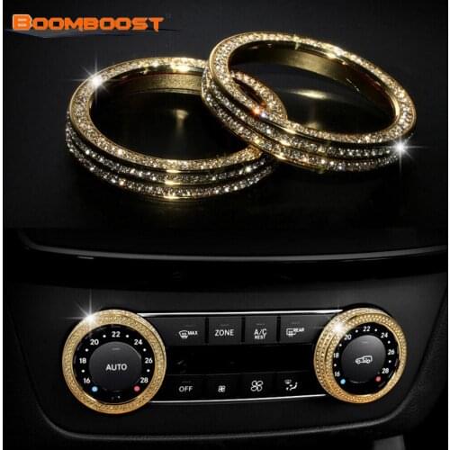 BOOMBOOST For Benz GLE260 GLK300 CLS GL M GLS SLK SL G silver air conditioning knob rhinestone decoration large circle (2) 2psc