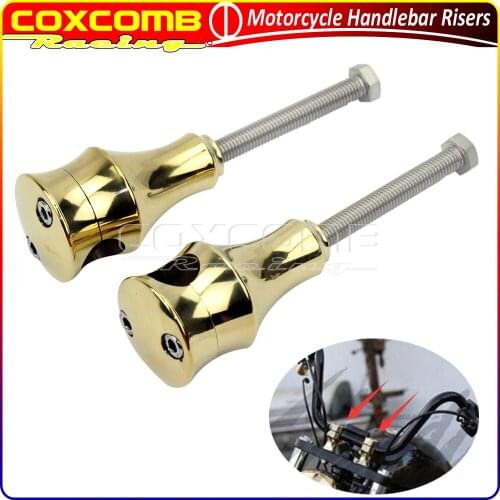Black/Brass Motorcycle CNC 1" Handlebar Risers Mount Clamp For Harley Honda Yamaha Cafe Racer Cruiser 25mm Handlebar Riser