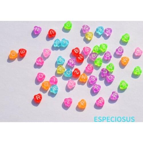 DIY Jewelry Accessories Transparent Acrylic Fittings Multi Color Letter Spacer 7MM Heart Shape Beads Bracelet Making Departments