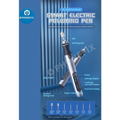 E108 Electric Grinder CPU Engraving Pen Rechargeable Polishing Grinding Pen for Phone PCB BGA NAND Flash Grinding Removing Tool